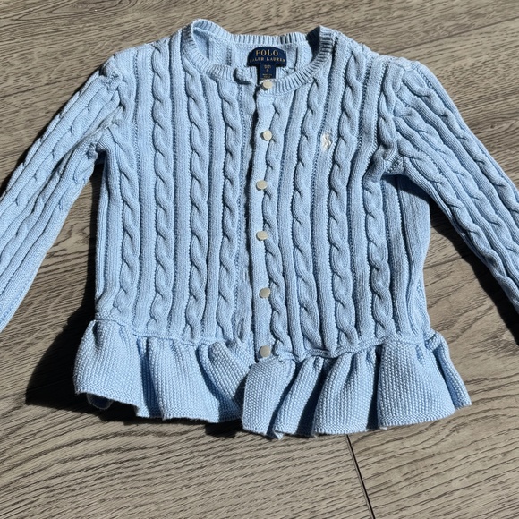 Polo Ralph Lauren Peplum Cardigan in Pastel  Blue size Small 7 Excellent! - Picture 1 of 3